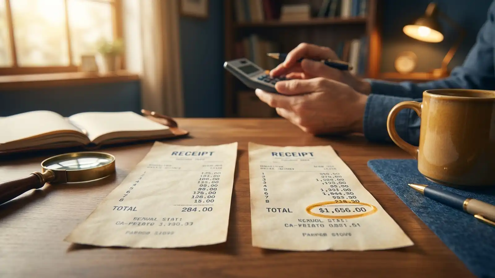 Two receipts comparing precious metals spot price versus retail price with dealer premium highlighted